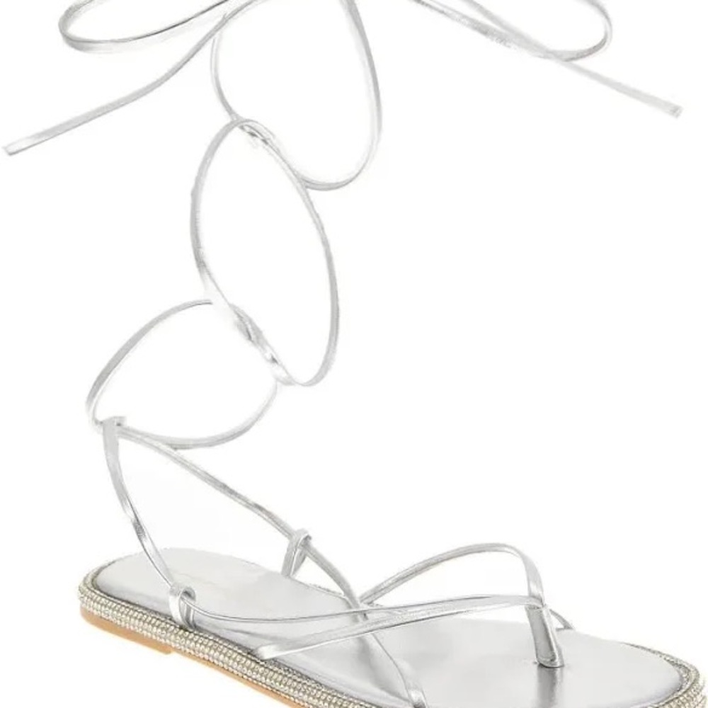 BCBGeneration Metallic Silver Strappy Sandals sz 9
